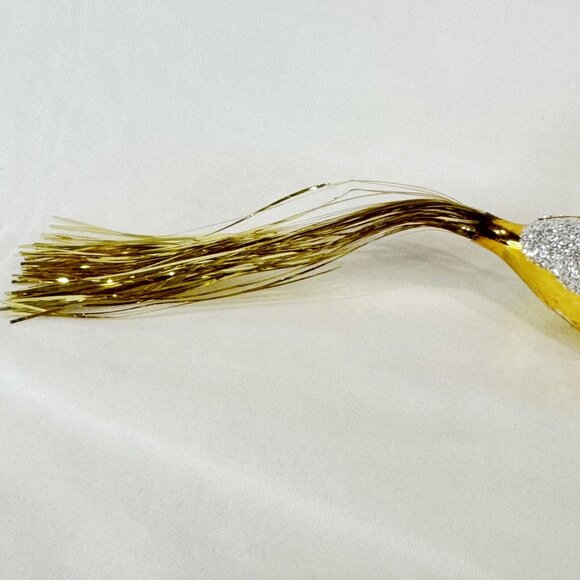 Gold Silver Glitter Christmas Blown Glass Bird Glass Tail Tree Clip Ornament - Picture 3 of 6